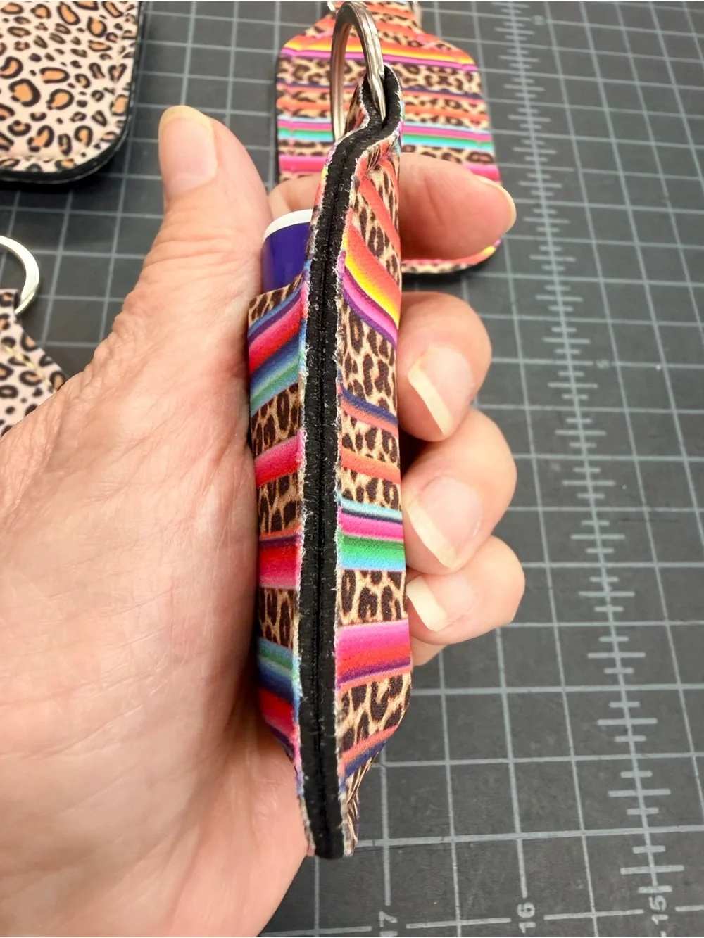 NWOT SET OF 4 Lip Balm Keychain Holder, Leopard, Tie Dye, Floral, Teacher gift